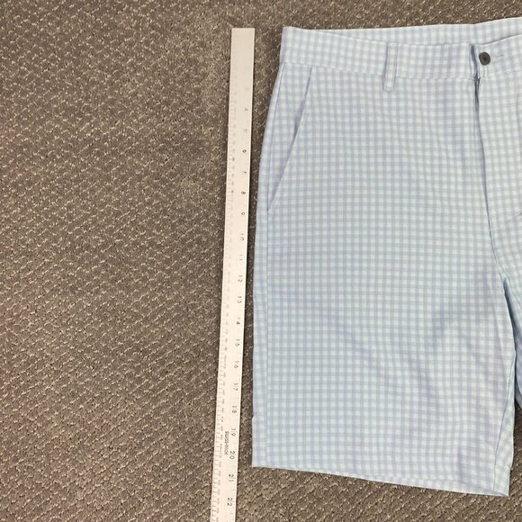 NWOT Jack Nicklaus Shorts Mens 36 Golf Flat Front Performance Blue Gingham Check - Picture 9 of 11